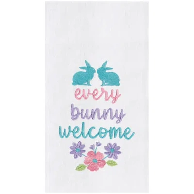 C & F Home C&f Home "every Bunny Welcome" Spring Easter Rabbit Embroidered Cotton Flour Sack Kitchen Dishtowel In Multi