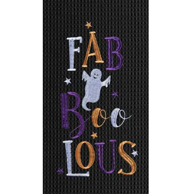 C & F Home C&f Home Fab-boo-lous Ghost Embroidered Cotton Halloween Waffle Weave Kitchen Towel In Black