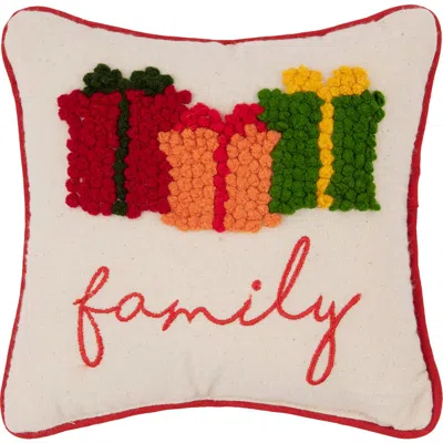 C & F Home C&f Home Family Christmas Presents French Knot Small/petite Accent Pillow, 8" X 8" In Neutral