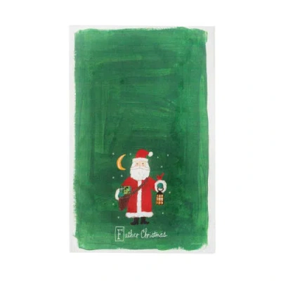 C & F Home C&f Home Father Christmas Alphabet Printed Kitchen Towel In Green
