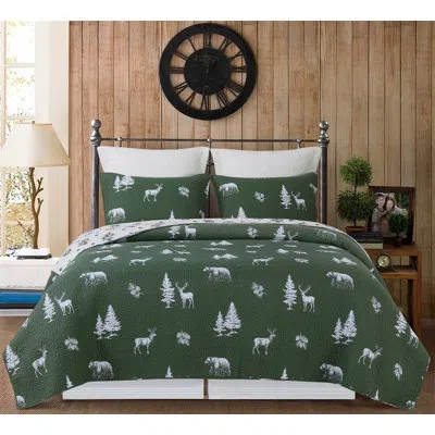 C & F Home Fernwood Forest Cotton Quilt Bedding Set In Green