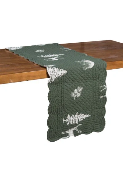 C & F Home C&f Home Fernwood Forest Reversible Quilt Table Runner 14" X 51" In Green