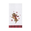 C & F Home C&f Home Festive Dog Jumping Christmas Holiday Machine Washable Embellished Flour Sack Kitchen Towel In White