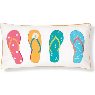 C & F Home C&f Home Flip Flops Mini Embroidered Cotton Blend Accent Pillow 12" X 24" In Multi