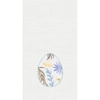 C & F Home C&f Home Floral & Vine Easter Egg Kitchen And Bathroom Embroidered Waffle Hand Towel In Blue