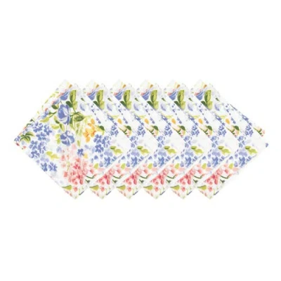 C & F Home C&f Home Florian Watercolor Flowers 100% Cotton Set Of 6 Cloth Napkins In Multi