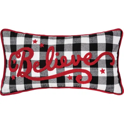 C & F Home C&f Home Franklin Farmhouse Check Believe Christmas Accent Pillow, 12" X 24" In Black