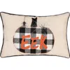 C & F Home C&f Home Franklin Plaid Black Pumpkin "eek" Spider Web Halloween Linen Accent Pillow, 14" X 22" In Brown
