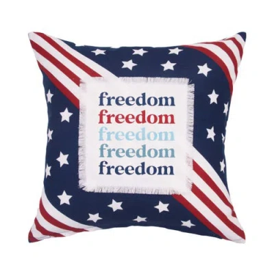C & F Home C&f Home Freedom Star Typography Patriotic 4th Of July Throw Pillow, 16" X 16" In Blue
