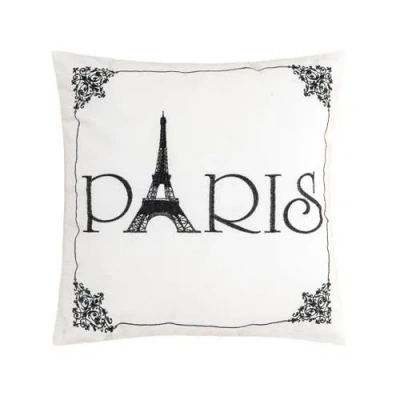 C & F Home C&f Home French Eiffel Tower "paris" Handcrafted Embroidered Accent Pillow, 18" X 18" In Black