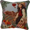C & F Home C&f Home French Harvest Girl Needlepoint Wool Blend Accent Pillow In Multi