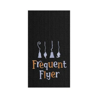 C & F Home C&f Home Frequent Flyer Witch Broom Halloween Embroidered Cotton Waffle Weave Kitchen Towel In Black