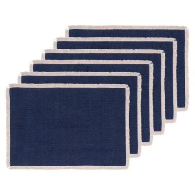 C & F Home C&f Home Fringed Vintage Indigo Placemats Set Of 6, 14" X 20" In Blue