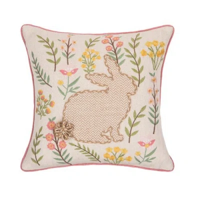 C & F Home C&f Home Garden Easter Bunny Rabbit Flowers Accent Throw Pillow 16" X 16" In Multi
