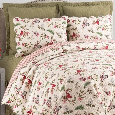 C & F Home Garden Folly Cotton Reversible Quilt Set In Red,white