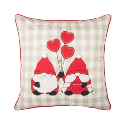 C & F Home C&f Home Gnomes W/ Heart Balloons Embroidered Valentine's Day Accent Throw Pillow 18" X 18" In Multi
