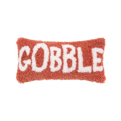 C & F Home C&f Home Gobble Script Rectangle Small Small/petite Hooked Accent Pillow, 6" X 12" In Orange