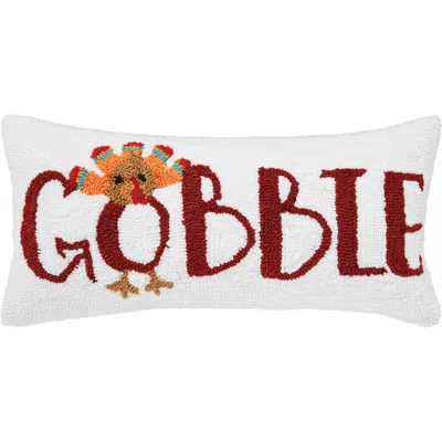C & F Home C&f Home Gobble Thanksgiving Turkey Hooked Small Petite Throw Pillow, 10" X 20" In White