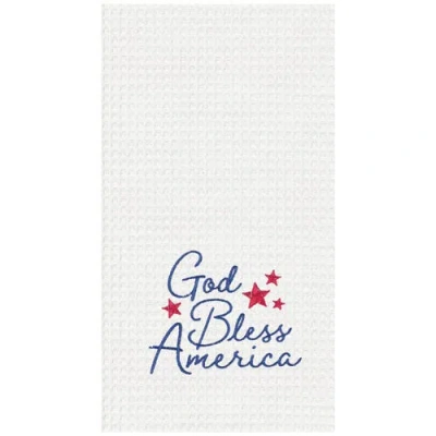 C & F Home C&f Home God Bless America Patriotic 4th Of July Kitchen And Bathroom Embroidered Waffle Hand Towel In Multi
