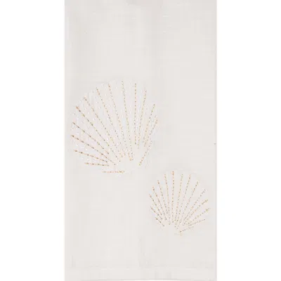 C & F Home C&f Home Gold Coast Scallop Shells 100% Cotton Handtowel In White