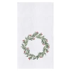 C & F Home C&f Home Green Holly With Red Berries Wreath Holiday Christmas Xmas Embroidered Flour Sack Kitchen T In Multi