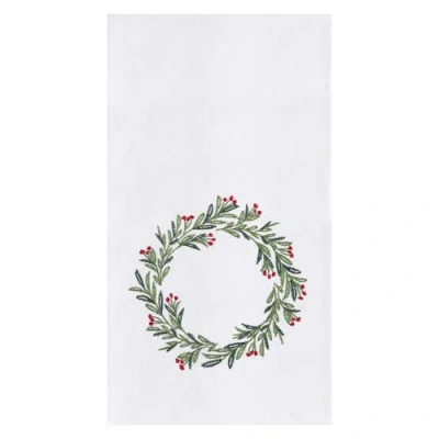 C & F Home C&f Home Green Holly With Red Berries Wreath Holiday Christmas Xmas Embroidered Flour Sack Kitchen T In Multi