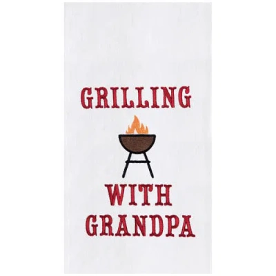 C & F Home C&f Home Grilling With Grandpa Father's Day Kitchen Embroidered Hand Towel In Multi