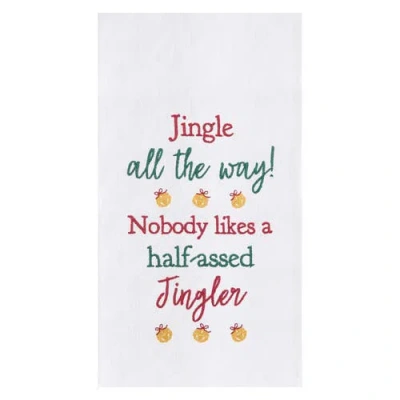 C & F Home C&f Home Half Assed Jingler Embroidered Flour Sack Kitchen Towel In White