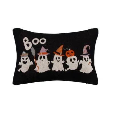 C & F Home C&f Home Halloween Ghosts "boo" Cotton Blend Halloween Accent Throw Pillow 16" X 24" In Black