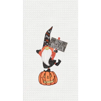 C & F Home C&f Home Halloween Gnome Embroidered Cotton Waffle Weave Kitchen Towel In White