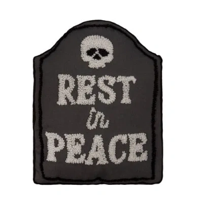 C & F Home C&f Home Halloween "rip" Skeleton Skull Tombstone Shaped Hooked Accent Pillow 18" X 18" In Black