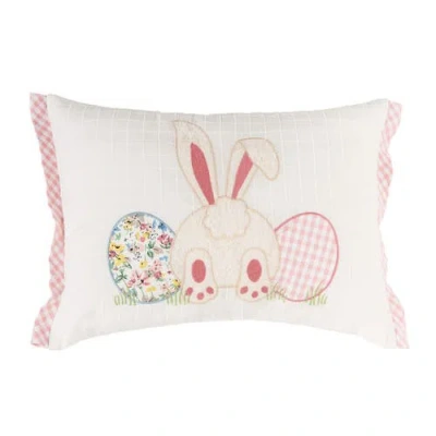 C & F Home C&f Home Happy Bunny Eggs Embroidered Easter Mini Lumbar Accent Pillow 13" X 18" In Multi