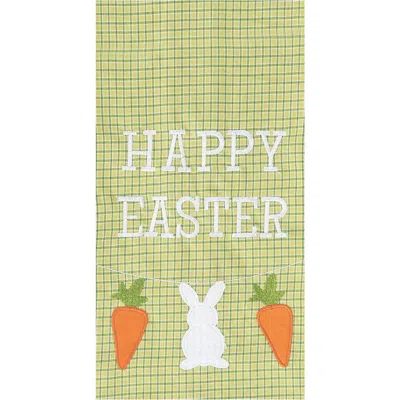 C & F Home C&f Home "happy Easter" Bunny Rabbit & Carrots 100% Cotton Green Plaid Dishtowel