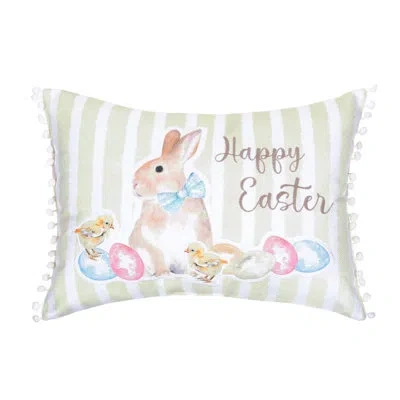C & F Home Happy Easter Yellow Stripe Pillow