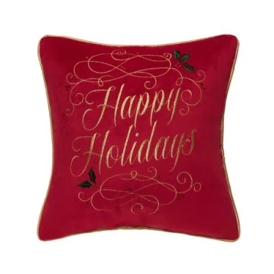 C & F Home C&f Home Happy Holidays Swirl Christmas Pillow, 16" X 16" In Red