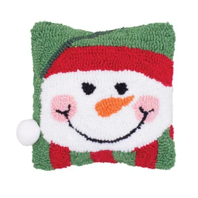 C & F Home C&f Home Happy Snowman Hooked Small Petite Christmas Holiday Throw Pillow, 8" X 8" In Green