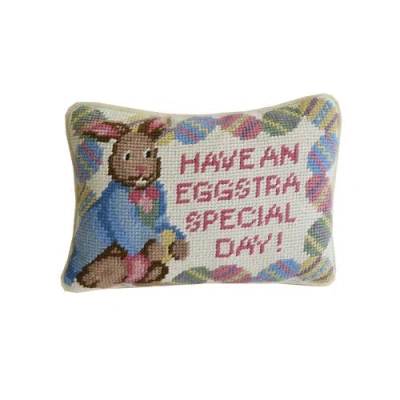 C & F Home C&f Home "have An Eggstra Special Day" Easter Bunny Vintage Needlepoint Mini Accent Pillow 6.5" X 9" In Multi