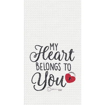 C & F Home C&f Home "heart Belongs To You" Embroidered 100% Cotton Waffle Weave Valentine's Day Dishtowel In Multi