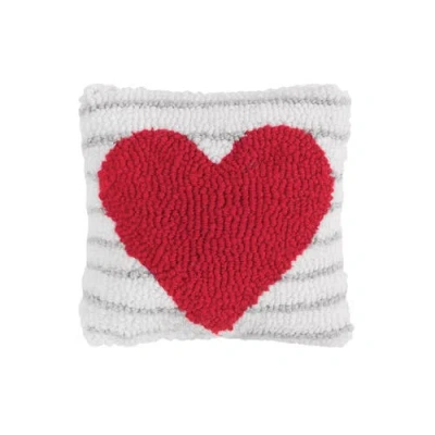 C & F Home C&f Home Heart Stripe Mini Valentine's Day Hooked Accent Pillow 8" X 8" In Red