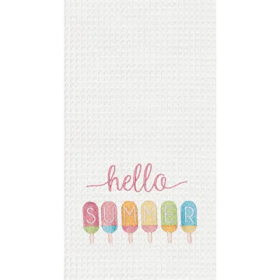 C & F Home C&f Home Hello Summer Popsicle Kitchen Waffle Handtowel In White