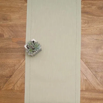 C & F Home C&f Home Hemstitch Solid Green 100% Cotton Cloth Table Runner 14" X 72" In Neutral
