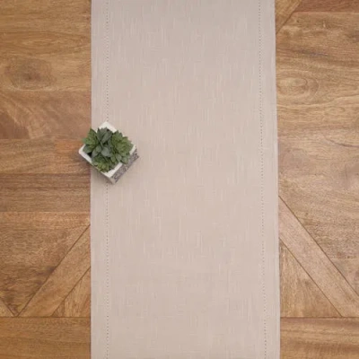 C & F Home C&f Home Hemstitch Solid Tan 100% Cotton Cloth Table Runner 14" X 72" In Brown