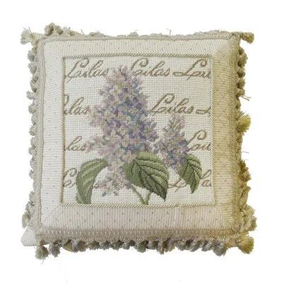 C & F Home High End Lilacs Needlepoint Pillow In Beige;purple