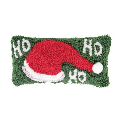 C & F Home C&f Home "ho, Ho, Ho" Santa Hat Hooked Petite Accent Pillow, 6" X 12" In Green