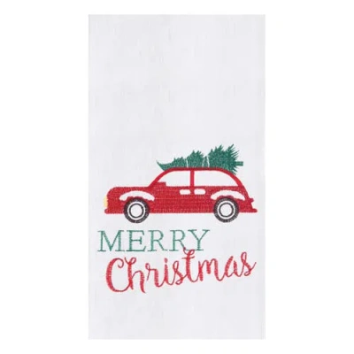 C & F Home C&f Home Holiday "merry Christmas" Sentiment Featuring Red Car With Tree Cotton Flour Sack  Kitchen  In White