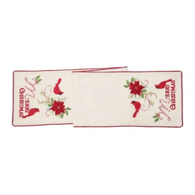 C & F Home C&f Home Holiday "merry Christmas" Sentiment W/ Red Cardinal Cane Cotton Machine Washable Embroidere In Multi