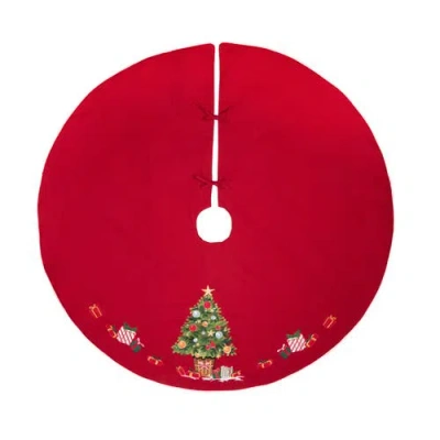 C & F Home C&f Home Holiday Tree Skirt In Red
