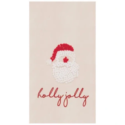 C & F Home C&f Home Holly Jolly Santa Flour Sack Embroidered Cotton Kitchen Towel In Neutral