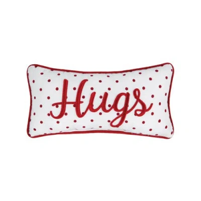 C & F Home C&f Home "hugs" W/ Dots Mini Red Woven Valentine's Day Accent Pillow 6" X 12"