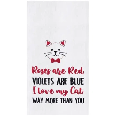 C & F Home C&f Home "i Love My Cat" Whiskers Embroidered 100% Cotton Flour Sack Valentine's Day Dishtowel In White